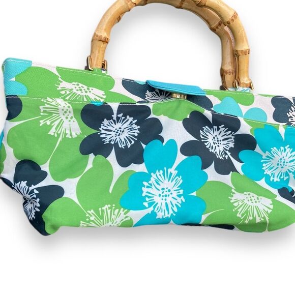 Estee Lauder Tropical Floral Tote Promotional Bag with Bamboo Handles - Picture 2 of 13